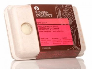 Bar of soap in fancy packaging from Pangea Organics